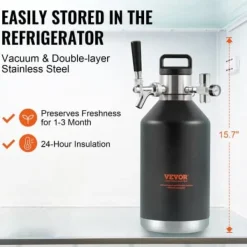 Öl Growler Tappsystem, 21x21x40 cm, Rostfritt Stål