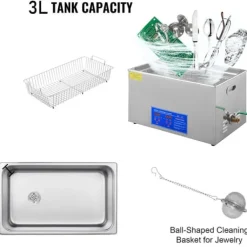 Ultraljudstvätt-3L 40kHz 120W digital ultraljudsrengörare, djuprengöring, justerbar tid/temperatur, humaniserad design, bred applikation