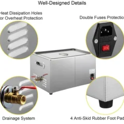 Ultraljudstvätt-2L 40KHz 60W ultraljudsrengörare med värmare, effektiv rengöring, justerbar värme/arbetstid, humaniserad design, bred användning
