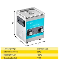 Ultraljudstvätt-2L 40KHz 60W ultraljudsrengörare med värmare, effektiv rengöring, justerbar värme/arbetstid, humaniserad design, bred användning