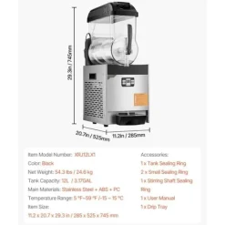 Slushmaskiner-12L Kommersiell Slushy Maskin, Margarita Smoothie Frusen Dryckstillverkare, Kraftfull, Snabbkylning