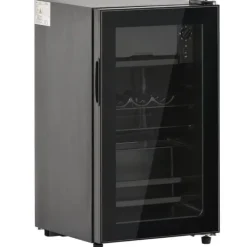 76L Mini-Kylskåp, 6L frys + 70L kyl, LED-ljus, För 51 burkar, Tyst drift, Kompressor, Justerbara hyllor