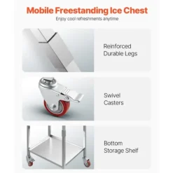 Ishink & Kylare-28L Rullande Kylbox, Utomhus Stående Islåda på Hjul, Utfällbara Handtag, Perfekt för Camping och Picknick