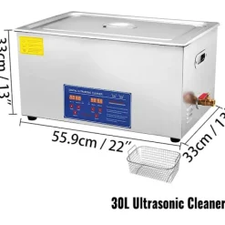 Ultraljudstvätt-30L 600W 40kHz ultraljudsrengörare med justerbar tid/temperatur, kraftfull rengöring, användarvänliga detaljer