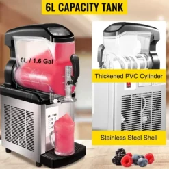 Slushmaskiner-6L 450W slush maskin för hemmabruk, 4 valbara lägen, effektiv kylning, 360° omrörning, lätt att använda, lätt att rengöra