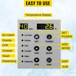 Slushmaskiner-6L 450W slush maskin för hemmabruk, 4 valbara lägen, effektiv kylning, 360° omrörning, lätt att använda, lätt att rengöra