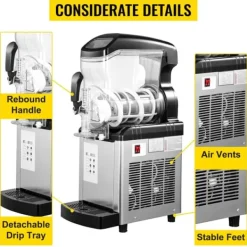 Slushmaskiner-6L 450W slush maskin för hemmabruk, 4 valbara lägen, effektiv kylning, 360° omrörning, lätt att använda, lätt att rengöra