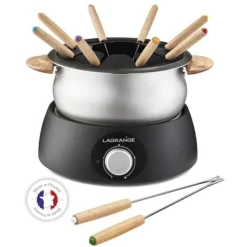 Fondueset-LAGRANGE Fondue Classic - 12 gafflar - 900W - Lätt trä