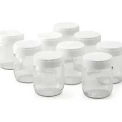 Yogurtmaskiner-LAGRANGE Set med 9 yoghurtgrytor - 430301 - 185 g - Transparent och vit