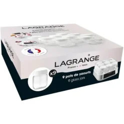 LAGRANGE Set med 9 yoghurtgrytor - 430301 - 185 g - Transparent och vit