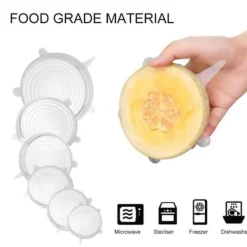 Skållock-LEEGOAL 6-delad livsmedelsgodkänd silikontätningslock Vit