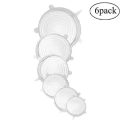 Skållock-LEEGOAL 6-delad livsmedelsgodkänd silikontätningslock Vit