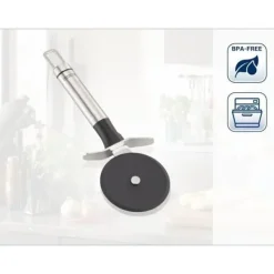 Leifheit Pizzaskärare-ProLine 3128 pizzaskärare, pizzaskärare i rostfritt stål med nylonhjul för repfri skärning, ovalt handtag