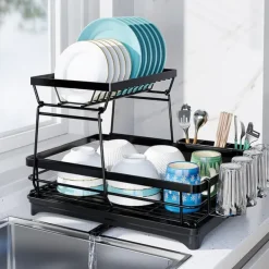 Diskställ & Torkställ-LIVIT Diskställ med Dubbel Nivå i Svart