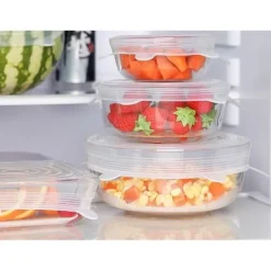 Skållock-Livsmedelsklassade silikonlock - Set om 6 - Utsträckbara - Återanvändbara - BPA-fria