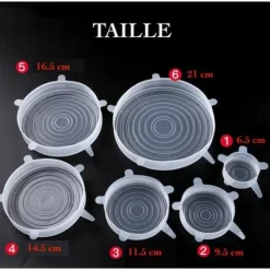 Skållock-Livsmedelsklassade silikonlock - Set om 6 - Utsträckbara - Återanvändbara - BPA-fria