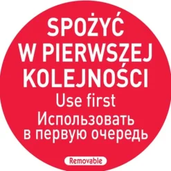 Livsmedelssäkerhetsdekaler äter först PL RU EN 500 st Hendi 850152