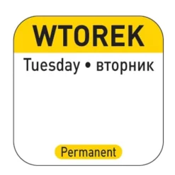 Livsmedelssäkerhetsklistermärken för återanvändbara behållare tisdag PL RU EN 1000 st Hendi 850084