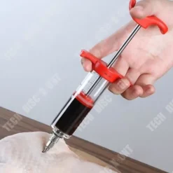 Jerkyspruta-Livsmedelsspruta - LUNAVO - 30ml - Plast - Graderad redskap - Röd