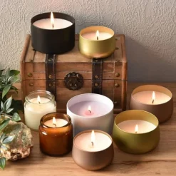 Förvaringsburkar-Ljusburk Med Lock 12 st - Vit - 236 ml - Metall