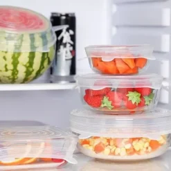 Lock, Universella uttöjbara silikonlock, 6-12 stycken, för skål, gryta, stekpanna, för färsk mat, - Typ 6st vit