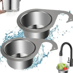 Lollanda 2 st Rostfritt stål svanformad diskbänkskorg, Swan Sink Strainer Basket, avloppskorg för diskbänk