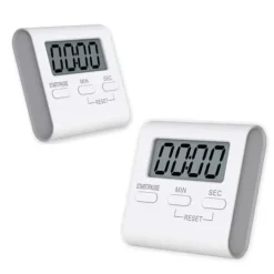 Äggklockor-Lollanda Digital Kökstimer 2-pack, Köks-Timer - Magnetisk, Digital Timer med Magnet & LCD-display, Vit med Ställ