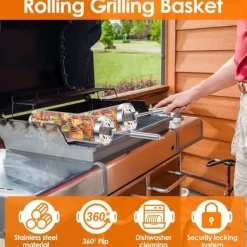 Lollanda Grillkorg 2 st - Rostfri Grillkorg-Rullbar, Camping, Trädgård, Handtag, Krok