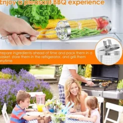 Lollanda Grillkorg 2 st - Rostfri Grillkorg-Rullbar, Camping, Trädgård, Handtag, Krok