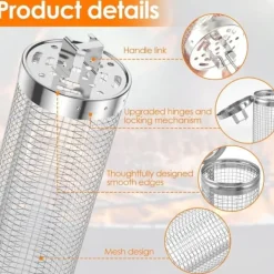 Lollanda Grillkorg 2 st - Rostfri Grillkorg-Rullbar, Camping, Trädgård, Handtag, Krok