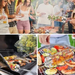 Lollanda Grillkorg 2 st - Rostfri Grillkorg-Rullbar, Camping, Trädgård, Handtag, Krok