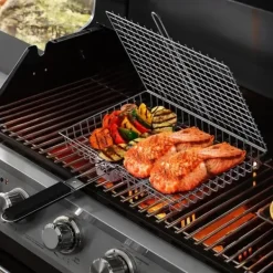 Grillar-Lollanda Hopfällbar Grillkorg 46.5x32 cm, Rostfritt Stål Grillkorg – för camping och utomhus, för fisk, grönsaker och kött