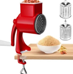 Lollanda Manuell nötkvarn med 2 avtagbara trumblad, ostrivare med vev, jordnötskvarn, mandelkvarn