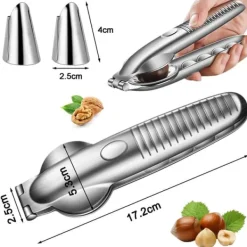 Lollanda Nötknäckare – knäck nötter, rostfritt stål nötknäppare, kastanjsklippare, kastanjklämma, kastanjkniv, passar för valnötter och kastanjer