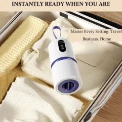 Torktumlare-Lollanda Portabel torktumlare – 360° varmluftstork med torkpåse, tyst drift, timer 30–240 minuter, perfekt för resa