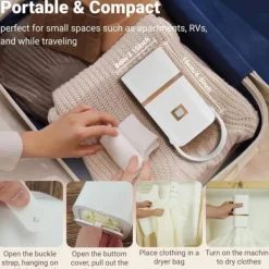 Torktumlare-Lollanda Portabel Torktumlare, Minitork för Kläder, Snabbtork, med Torkpåse, Kompakt, för Resor & Hem