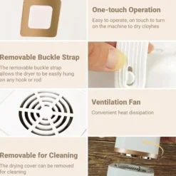 Torktumlare-Lollanda Portabel Torktumlare, Minitork för Kläder, Snabbtork, med Torkpåse, Kompakt, för Resor & Hem