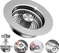 Diskhokorgar-Lollanda Sil för Diskhon - Korgventil, 3-i-1 Diskbänkssil Rostfritt Stål, Kökssil med avtagbar korg, Lätt rengjord