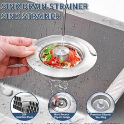 Diskhokorgar-Lollanda Sil för Diskhon - Korgventil, 3-i-1 Diskbänkssil Rostfritt Stål, Kökssil med avtagbar korg, Lätt rengjord