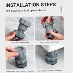 Tvättmaskiner-Lollanda Tvättmaskin Vibrationsdämpare Fötter 4-pack – Höjdjusterbara, Halkfria och Stötdämpande Kuddar för Tvättmaskin och Torktumlare