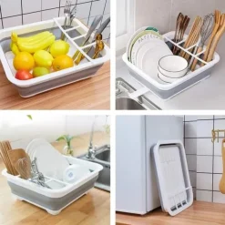 Diskställ & Torkställ-Lollanda Vikbar Diskställ 36.5 cm, Hopfällbart Diskställ i grått - Plast, Dräneringsbricka, Kök, Diska, Camping