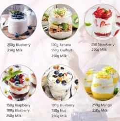 Lollanda Yoghurtmaskin Yoghurtmaskin med Temperaturinställning, Termostat & 48 Timmars Timer, 8 Glas À 180 Ml Vardera för Hem