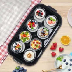 Lollanda Yoghurtmaskin Yoghurtmaskin med Temperaturinställning, Termostat & 48 Timmars Timer, 8 Glas À 180 Ml Vardera för Hem