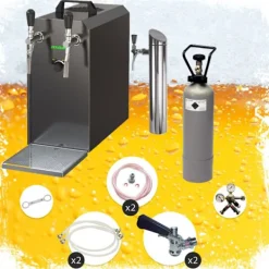 Ölkranar-Öltapp - STREAM 50 ölväska, genomströmningskylare, 2-rads torrkylare, upp till 55 liter / h - SVART UTGÅNG, KEG 2:5 liters adapter, KEG:KeyKeg