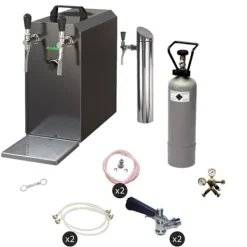 Ölkranar-Öltapp - STREAM 50 ölväska, genomströmningskylare, 2-rads torrkylare, upp till 55 liter / h - SVART UTGÅNG, KEG 2:5 liters adapter, KEG:KeyKeg