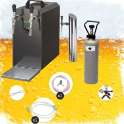 Ölkranar-Öltapp - STREAM 50 ölväska, genomströmningskylare, 2-rads torrkylare, upp till 55 liter / h - SVART UTGÅNG, KEG:5 liters adapter, KEG 2:KeyKeg