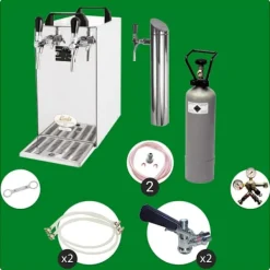 Ölkranar-Öltapp- kontakt 40 2-sidigt torrkylare, kontinuerlig kylare 50 liter / h, inkl. Dispenserspelare, Green Line, KEG:Type A, KEG 2:Type D