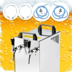 Ölkranar-öltapp Kontakt 40/K 2-linjers torrkylningsenhet av rostfritt stål, 50 liter/h, med membranpump, Green Line, KEG:Type M, KEG 2:Type G