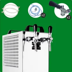 Ölkranar-öltapp Kontakt 40/K 2-linjers torrkylningsenhet av rostfritt stål, 50 liter/h, med membranpump, KEG:5 liters adapter, KEG 2:5 liters adapter