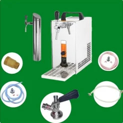 Ölkranar-Öltapp PYGMY 25 / K med membranpump, 1-sidigt torrkylningsanordning av rostfritt stål, 35 liter / h, inkl dispenser, Green Line, KEG:Type M